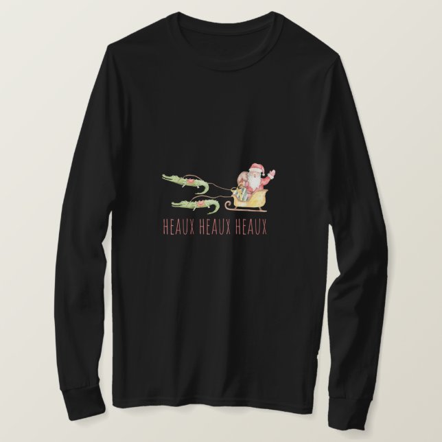 Cajun Santa Alligator Heaux Heaux Heaux God jul T Shirt (Design framsida)