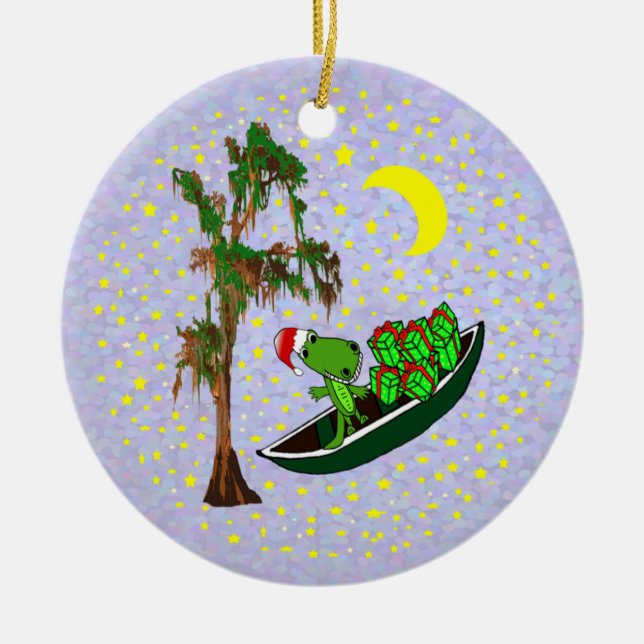 Cajun Santa Alligator jul Ornament (Framsidan)