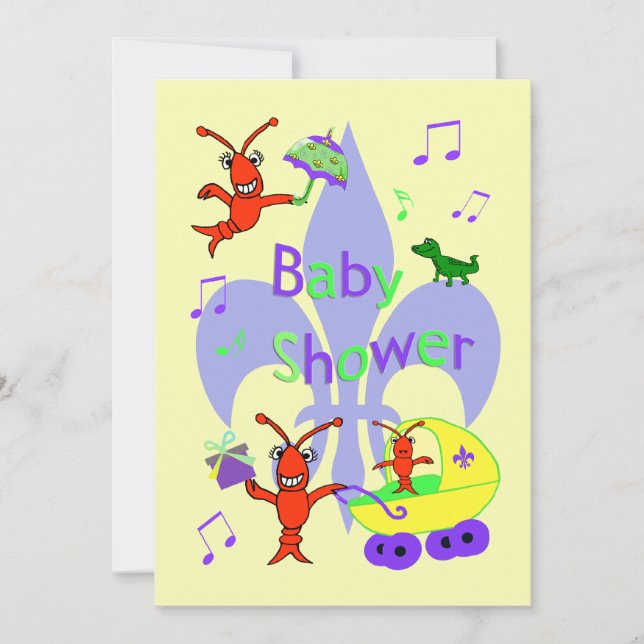 Cajun Themed Fleur de Lys baby showerinbjudan Inbjudningar (Framsida)