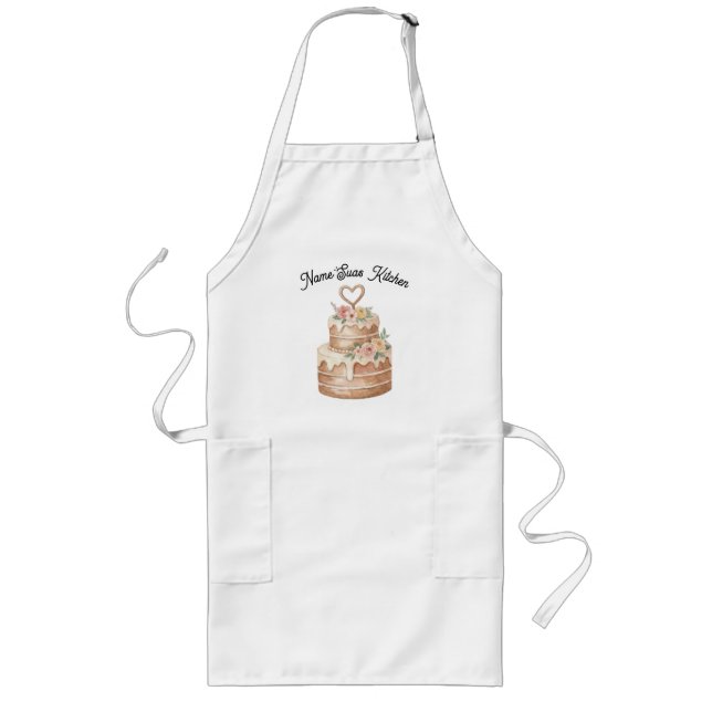 Cake Apron - Custom Name Baker Gift Långt Förkläde (Framsidan)
