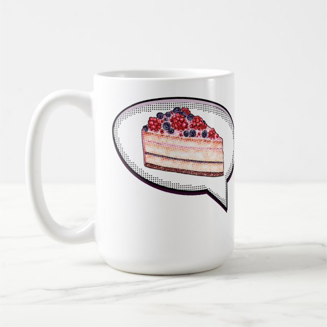 Cake är mitt Kärlek-språk - Berry Cake Ord-ballong Kaffemugg (Vänster)