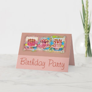 Cake Art Peach Födelsedagsfest inbjudan