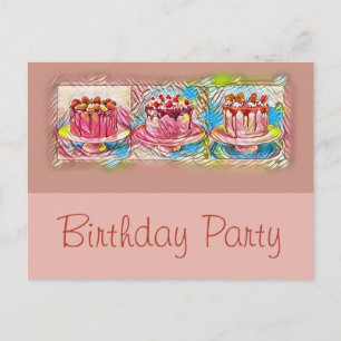 Cake Art Peach Födelsedagsfest inbjudan Vykort