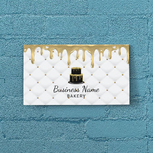 Cake Bakery Guld Drip Icing Luxury White Visitkort