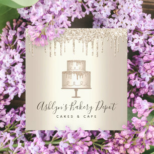 Cake Bakery Guld Glitter driver bakverk Chef Luxur Fyrkantigt Visitkort