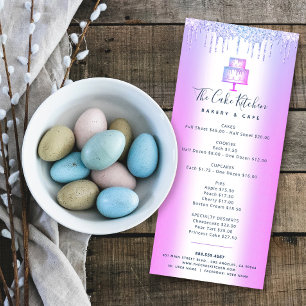 Cake Bakery Lila Glitter Drives Pastry Chef Menu Reklamkort