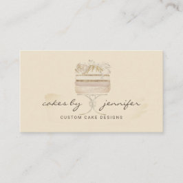 Cake Bakery Pastry Patisserie Cream Beige Visitkort