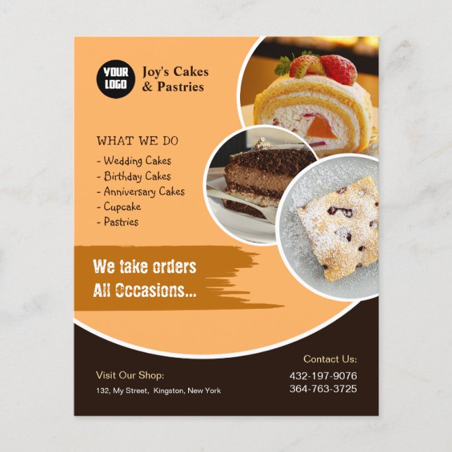 Cake Bakery Shop Anpassningsbar Flyer (Framsidan)