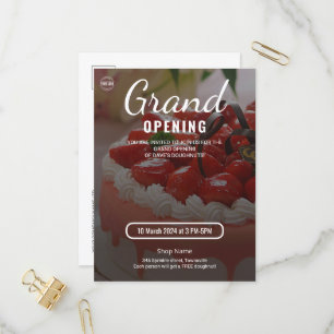 Cake Bakery Shop Business Grand Open Inbjudan Vykort