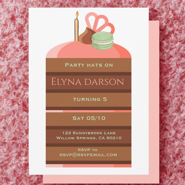 Cake Birthday girl Invitation Inbjudningar (Skapare uppladdad)