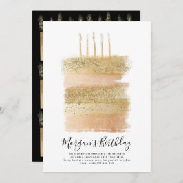 Cake Birthday Inbjudan Girls, 5:e födelsedagen Gul