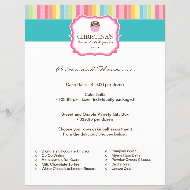 Cake Boll Pris List Flyer (Framsidan)