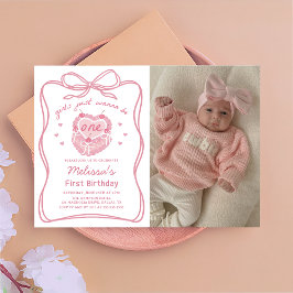 Cake Bow Girls vill bara bli ett foto på födelseda Inbjudningar