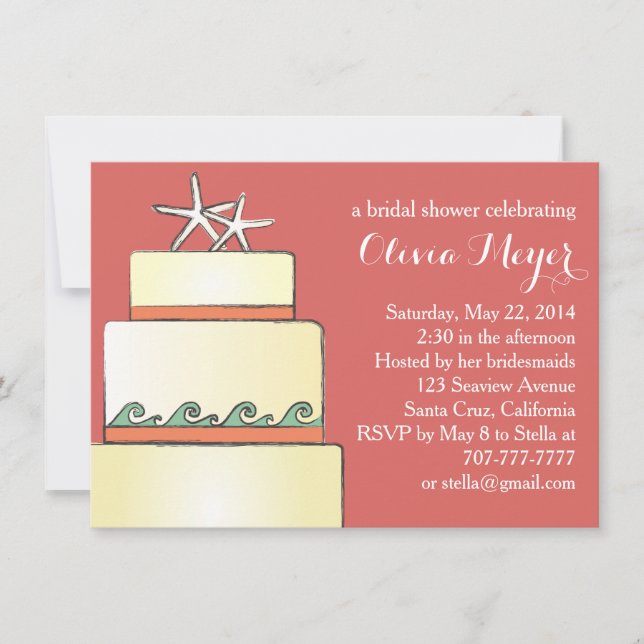 Cake Cake Möhippa Inbjudningskort Coral i Bröllop (Framsida)