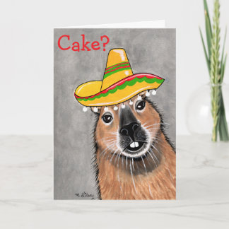 Cake? Capybara Birthday Celebration Greeting Card Kort