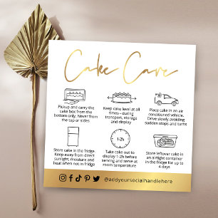 Cake Care Guide White & Guld Script Logotyp Card Fyrkantigt Visitkort