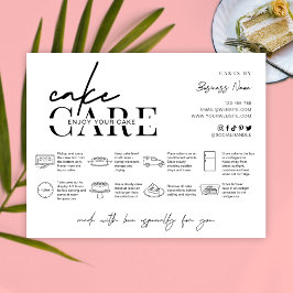 Cake Care Instructions Minimalist - tackkort Tack Kort