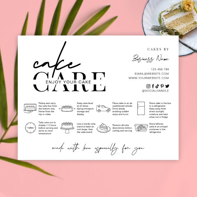 Cake Care Instructions Minimalist - tackkort Tack Kort (Skapare uppladdad)