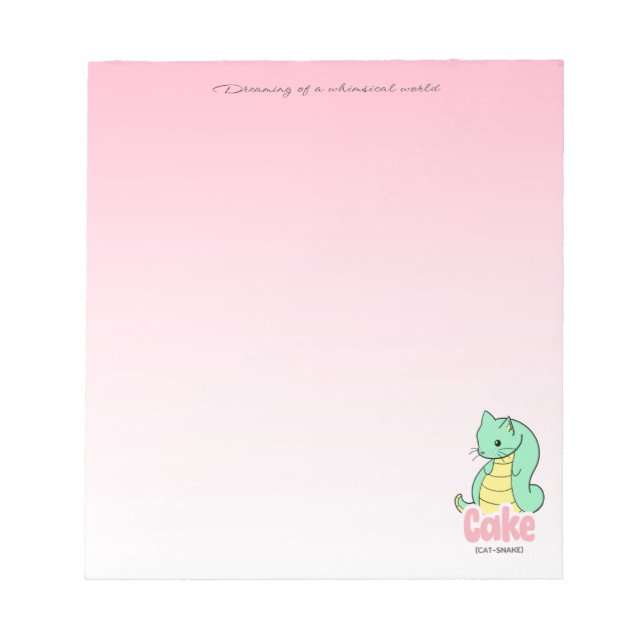 Cake (Cat + Snake) Pink Notepad Anteckningsblock (Framsida)