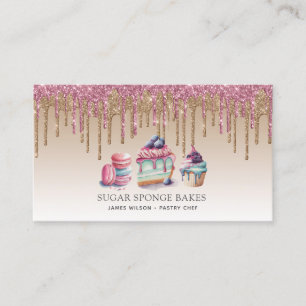 Cake Cookies Cuptårta Pastry Chef Glitter Visitkort
