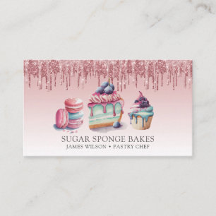 Cake Cookies Cuptårta Pastry Chef Ro Guld Glitter Visitkort