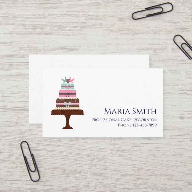 Cake Decorator Baker Bakery Business Card Visitkort (Fram/Back In Situ)