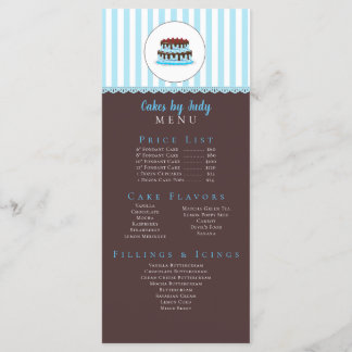 Cake Decorator Whimsicial Blue & Brown Bakery CUTE Meny
