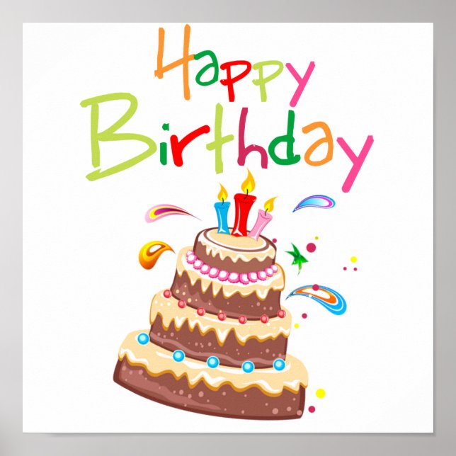 Cake Grattis på födelsedagen Poster (Framsidan)