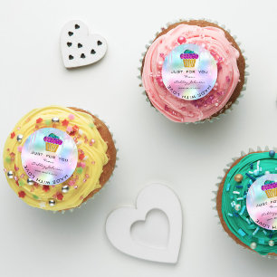 Cake Homemade Bakery Sweets Muffins Logotyp Ombre Runt Klistermärke
