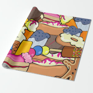 Cake Ice kräm donuts och alla typer av svettningar Presentpapper