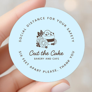 Cake Logotyp Bakery Business Social Avstånd Runt Klistermärke
