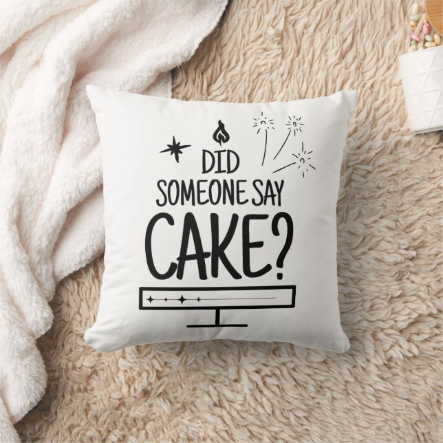 Cake Lover Quote Minimal Black Typography White Kudde (Filt)