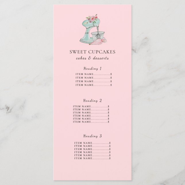 Cake Mixer Rosa Bakery Meny (Framsida)