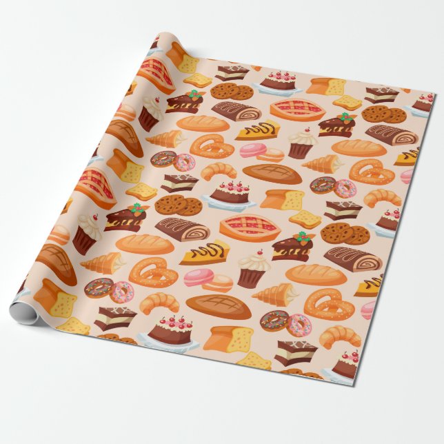 Cake Mönster Presentpapper (Utrullad)