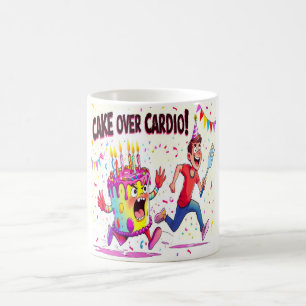 Cake over Cardio Funny Birthday Kaffemugg