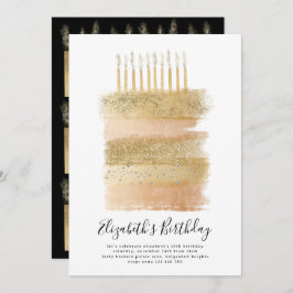 Cake Party Inbjudan Guld Sparkly Girls 10:e födels