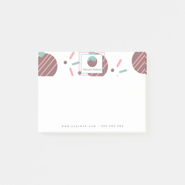 Cake Pop Sprinkles Bakery Cake Business Logotyp Post-it Block (Framsida)