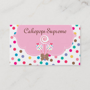Cake Pops Affärskort Polka dots Rosa Heart Visitkort