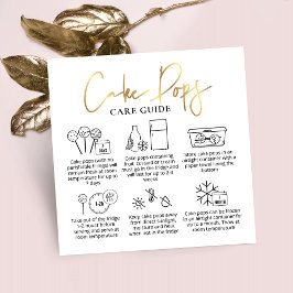 Cake Pops Care Guide White & Guld Modern Bakery Fyrkantigt Visitkort
