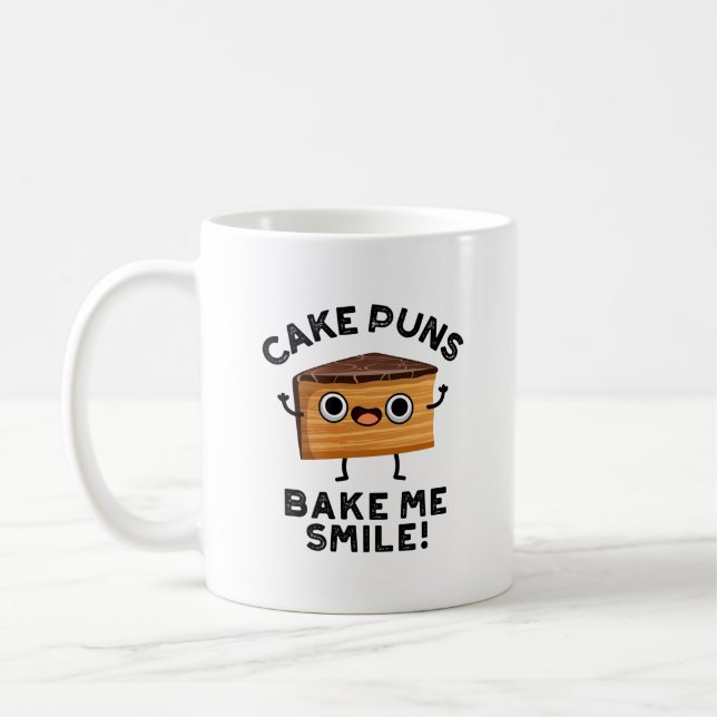 Cake Puns Bake Me Smile Funny Baking Pun Kaffemugg (Vänster)