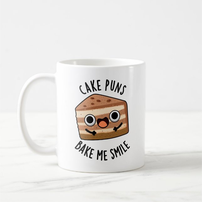 Cake Puns Bake Me Smile Funny Food Pun Kaffemugg (Vänster)