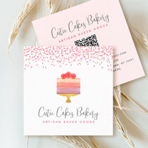 Cake QR Code Rosa Ombre Sprinkles Pastry Chef Chic Fyrkantigt Visitkort