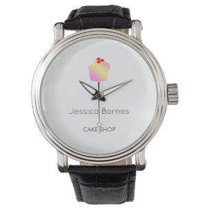 Cake shop cuptårta silhouette vit armbandsur
