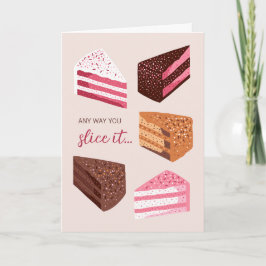 Cake slices hand drawn illustration birthday card kort