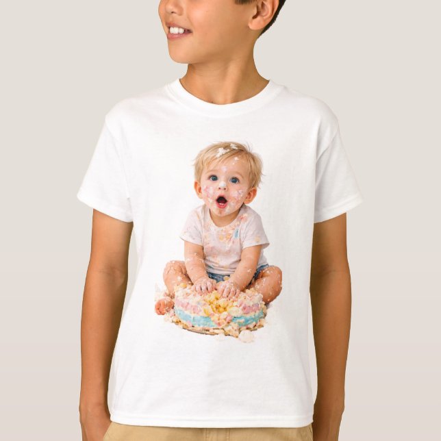 Cake Smash Baby First Birthday T-Shirt (Framsida)