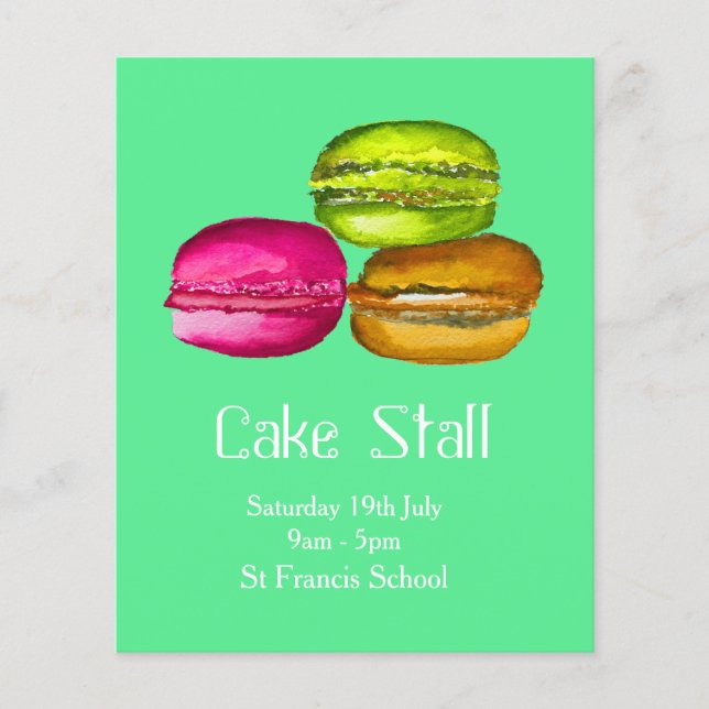 Cake Stall Bake Sale Annons macarons Flygblad (Framsidan)