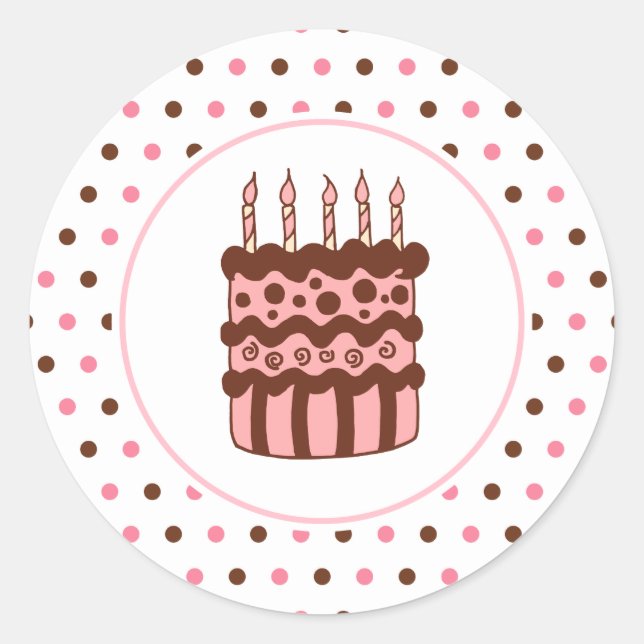 Cake Stickers från födelsedagen Runt Klistermärke (Framsida)