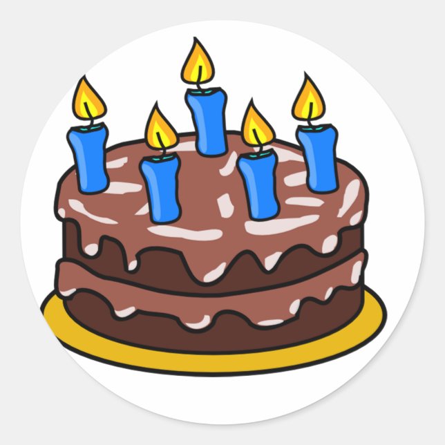 Cake Stickers från födelsedagen Runt Klistermärke (Framsida)