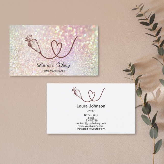 Cake Sweets Cuptårta Bakery holograph eart Visitkort (Skapare uppladdad)