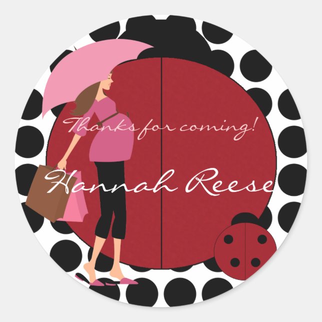 Cake Topper Sticker Ladybug Runt Klistermärke (Framsida)